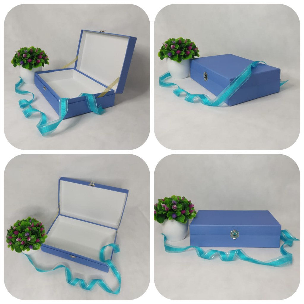 

Hardbox / Kotak Kado Model Koper 1 Kancing "Biru" P.28 X L.18 X T.7