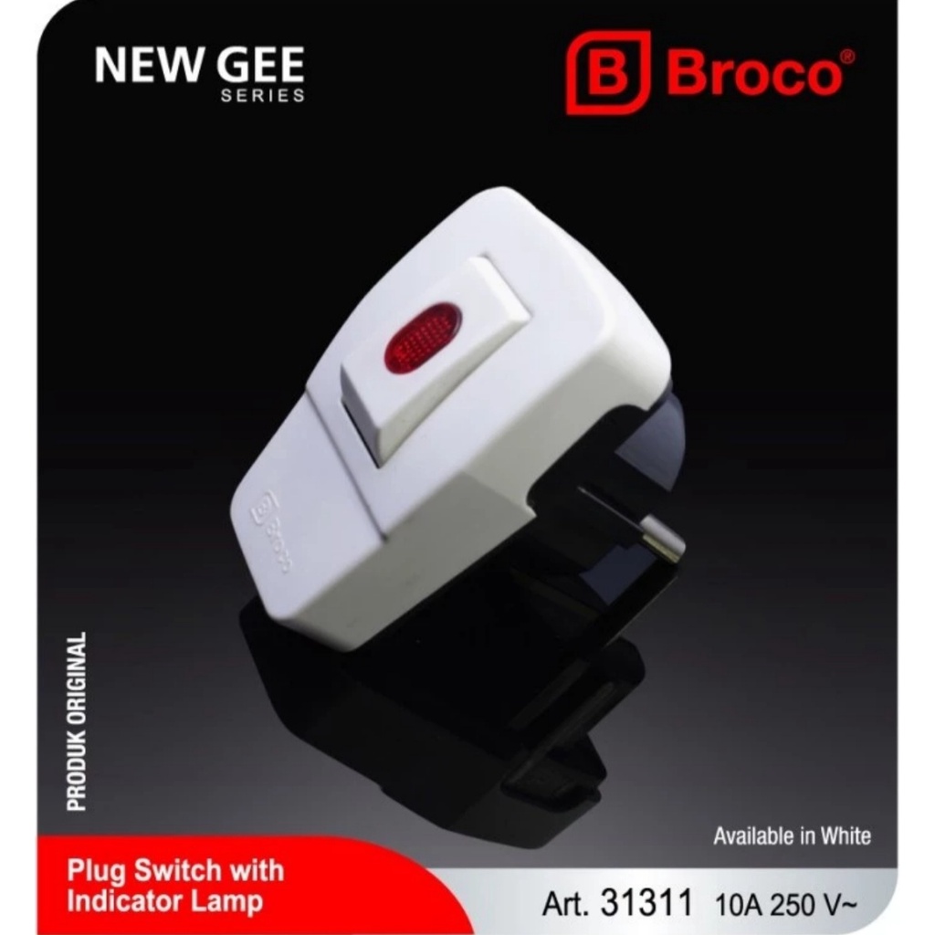 Broco Steker saklar + lampu putih 13311