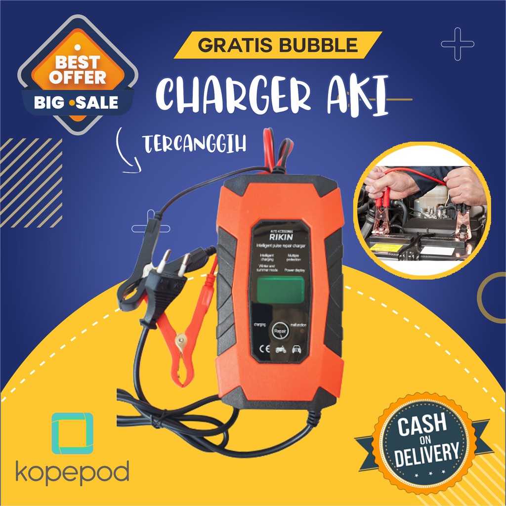 Charger Aki 12v Mobil Motor Carger Aki Casan Aki Alat Cas Aki Digital