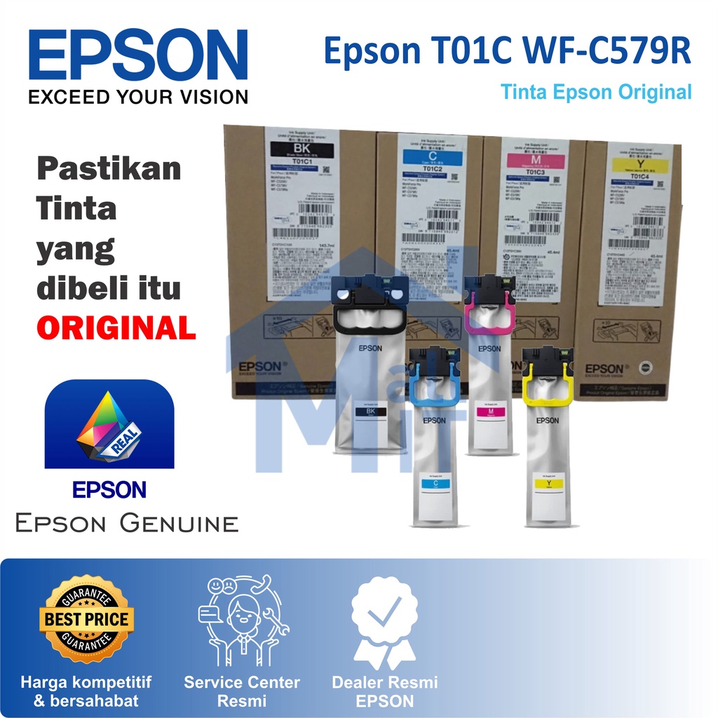 TINTA CATRIDGE EPSON T01C T-01C T 01C C13T01C ORIGINAL ASLI WF-579R WF579R WF 579R