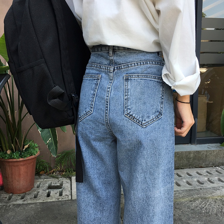 korean style kekinian vintage longgar celana jeans panjang wanita