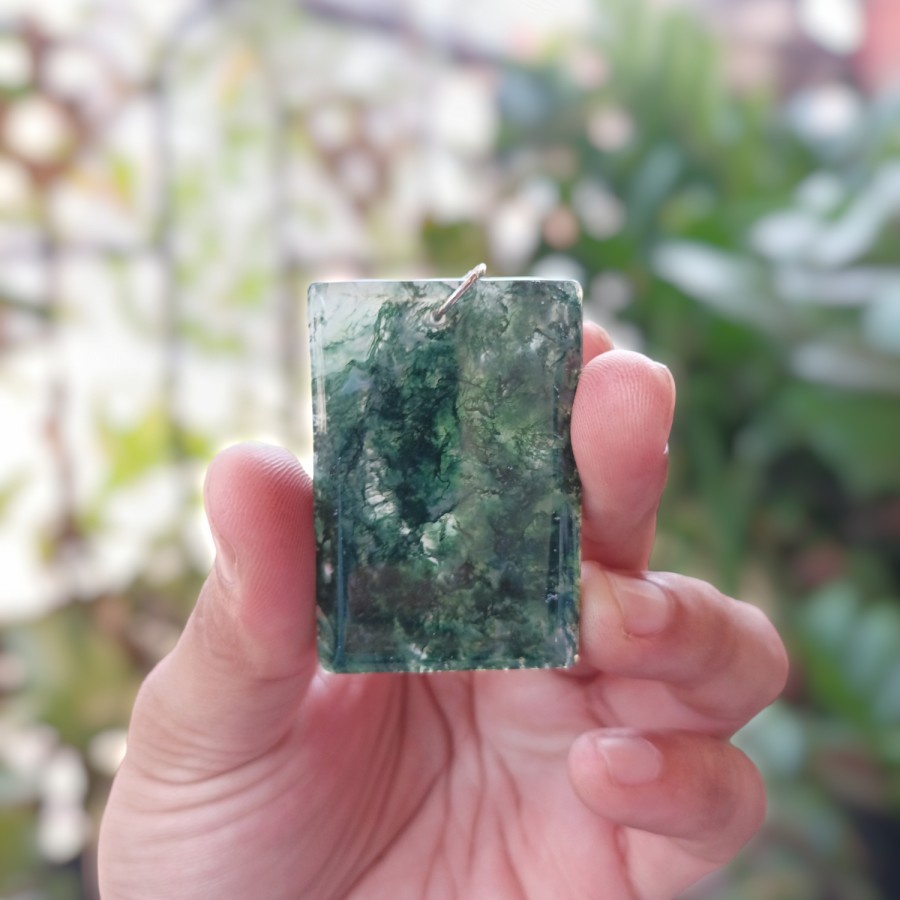 Liontin Batu Lumut Hijau Natural Alami Stone