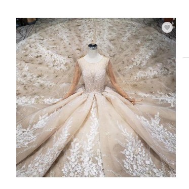 Wedding dress long sleeve scraff muslim wedding dress