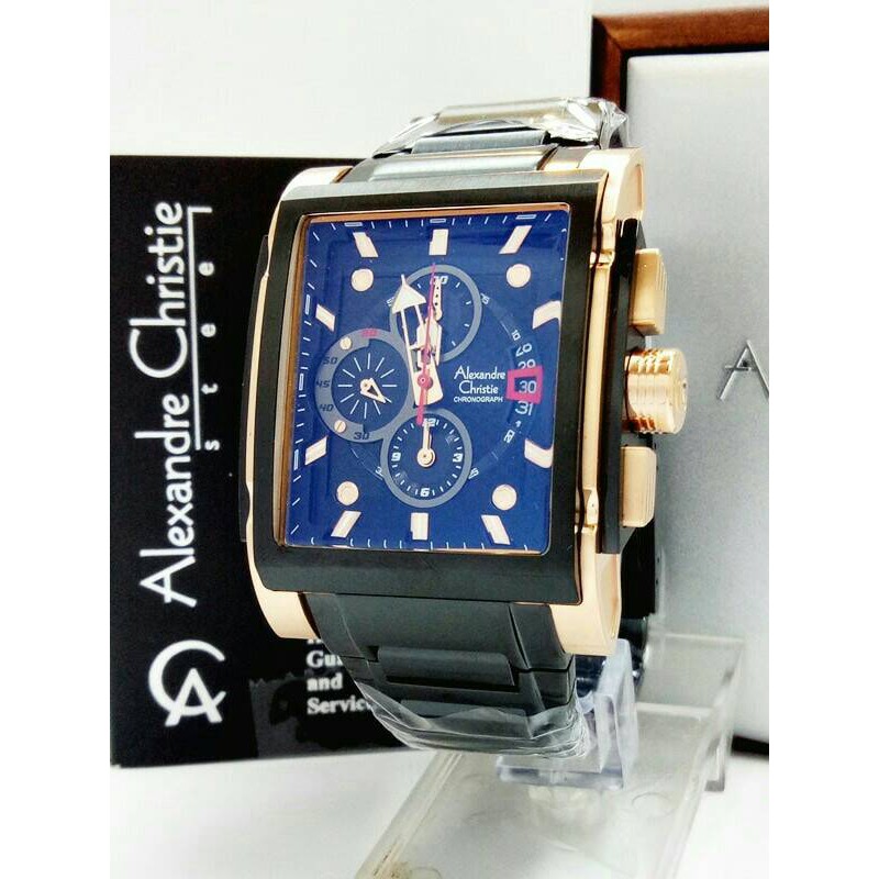 *FREE ONGKIR* ALEXANDRE CHRISTIE AC 6405 PRIA ROSEGOLD BLACK ORIGINAL *PROMO BRANDED*