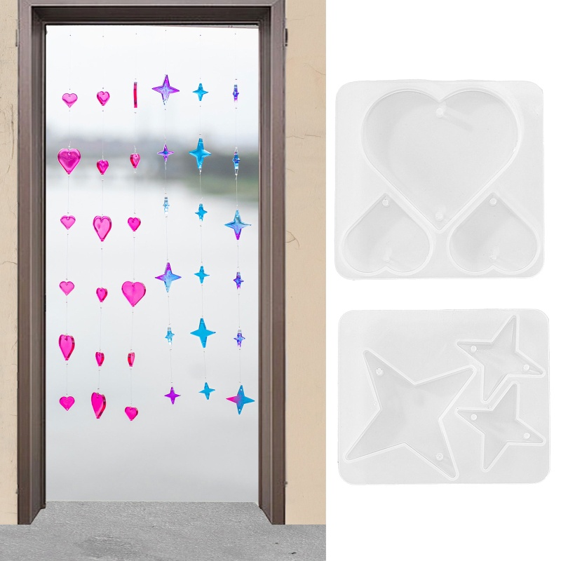 Siy Set Cetakan Resin Bentuk Hatibintang Bahan Silikon Untuk Perhiasan