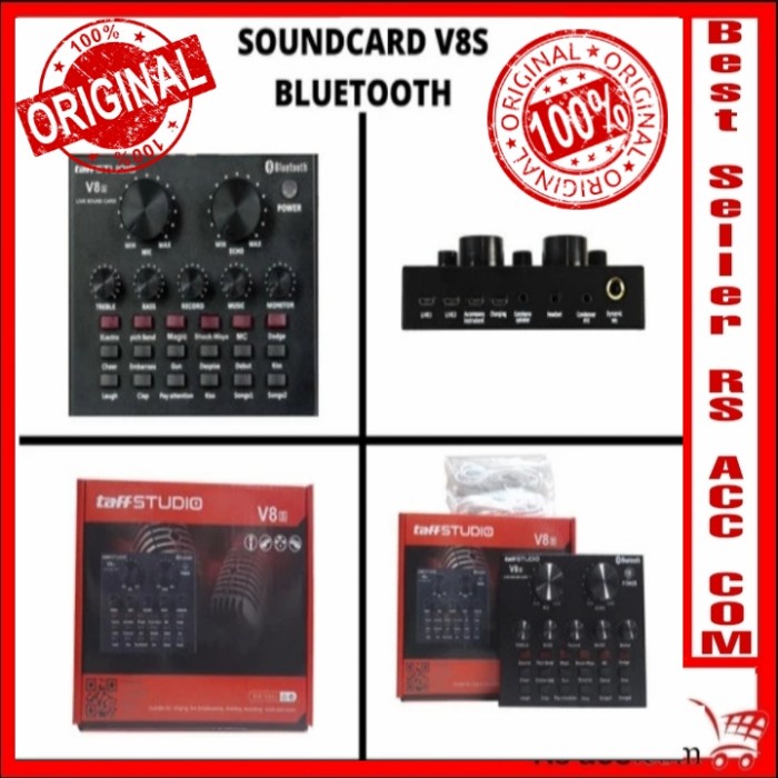 Soundcard V8S Mixer ORIGINAL TAFFSTUDIO With Bluetooth Feature - Merah
