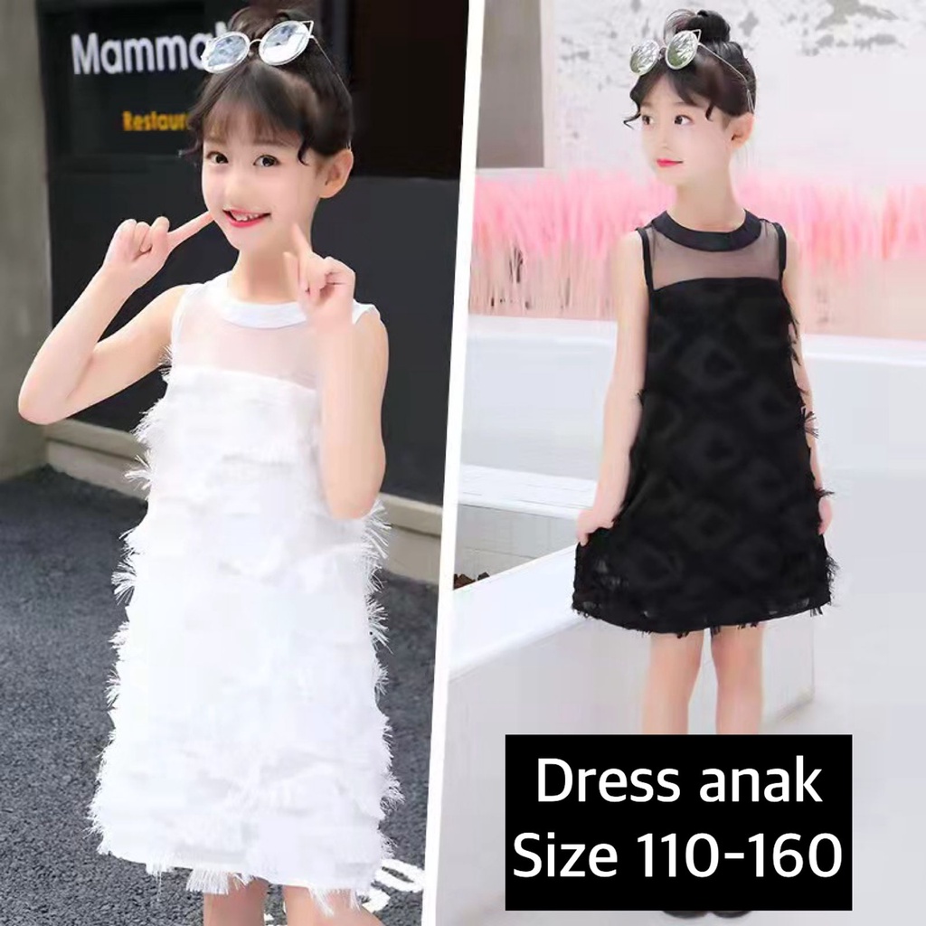 (LOLI-JKT) BD-161 DRESS ANAK CEWEK PLAIN FUR SIZE 110-160