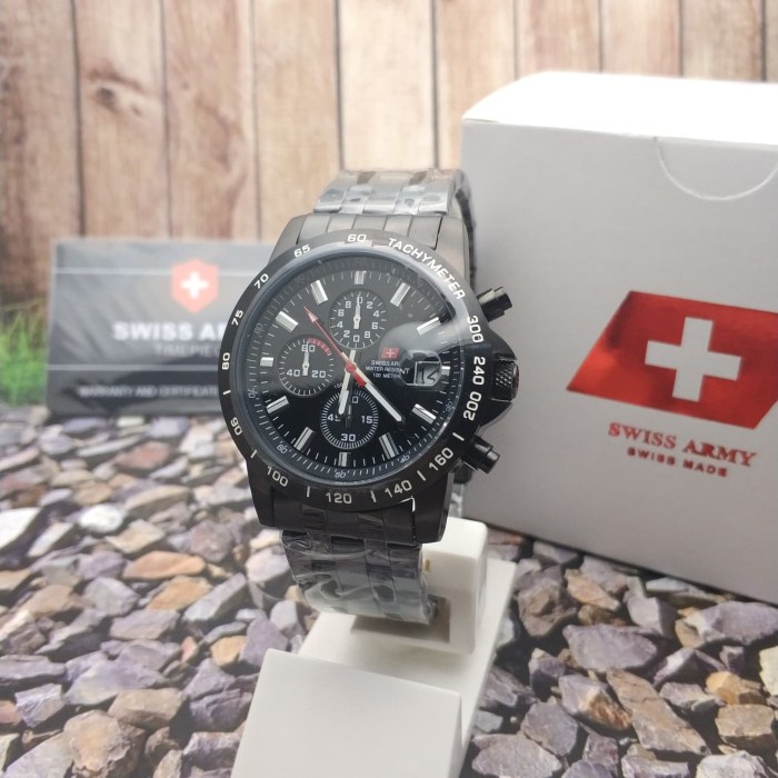 jam tangan ori original Swiss Army 1121 Chrono Full Black ginal asli murah termurah