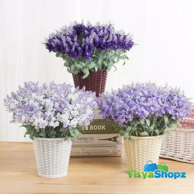  Bunga  LAVENDER MINI Artificial Bunga  Plastik Hiasan 