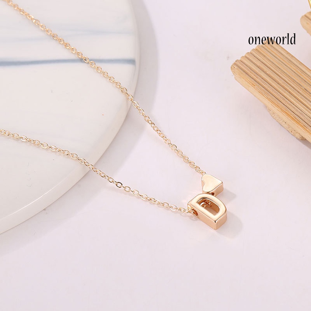 OW@ A-Z 26 Capital Letter Heart Pendant Fashion Women Chain Necklace Jewelry Gift