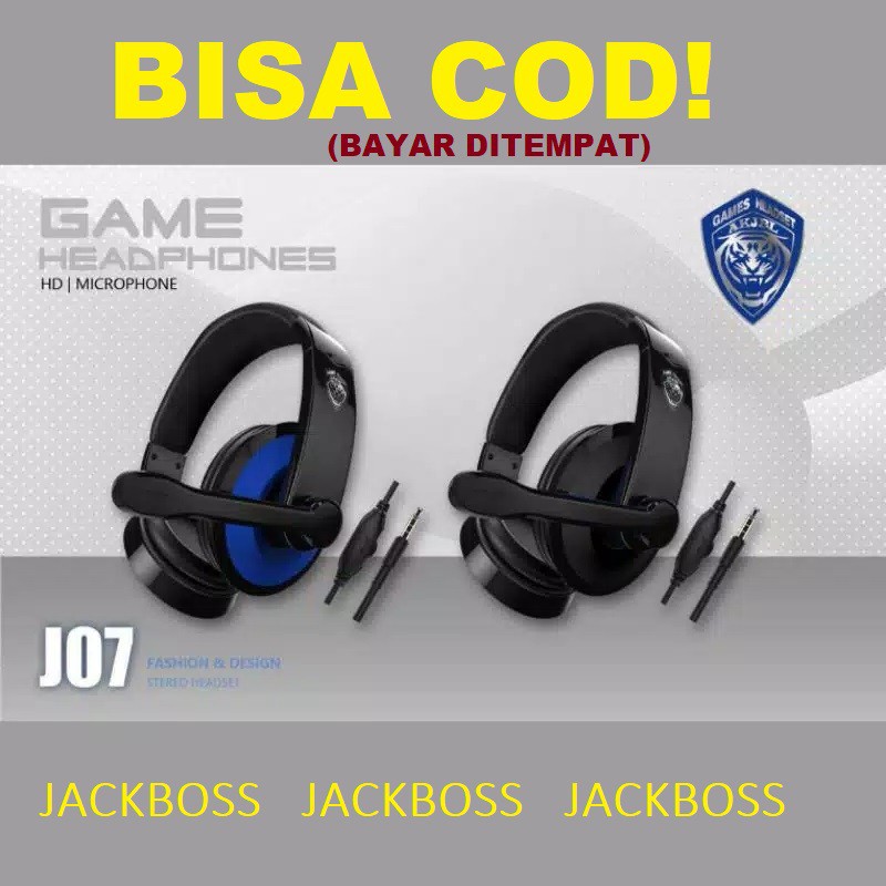 Headphone Bando Gaming J07 Stereo Microphone Jack 3.5mm Headset Geming No Delay Earphone EXTRA BASS