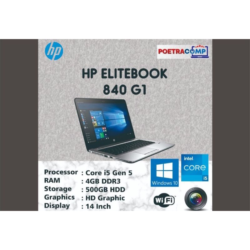 Ultrabook Laptop HP Elitebook 840 G1 i5 RAM 4 GB Notebook Seken Sosial - 4 gb