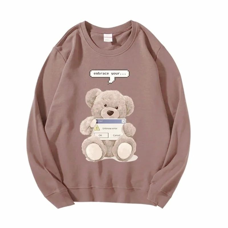 EMBRACE BEAR L - XL PRINTING SWEATER FLEECE Real Pict