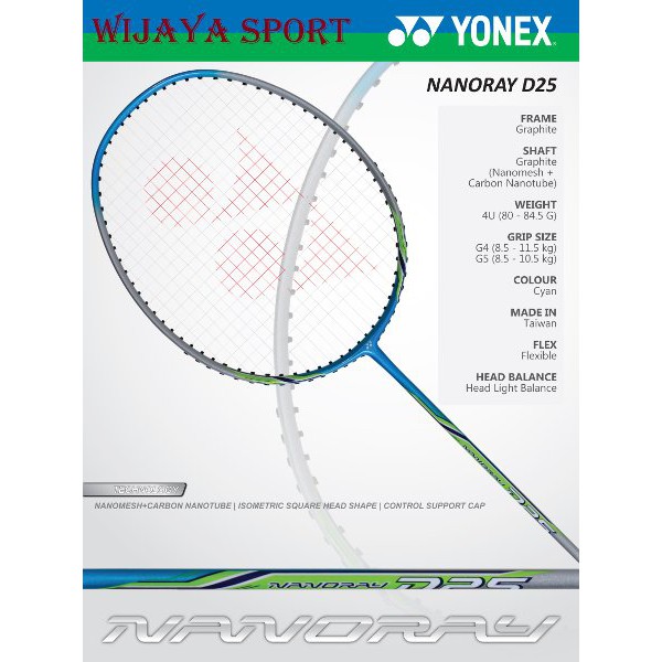 RAKET YONEX NANO RAY D 25 ORIGINAL BO1262 CN BAT