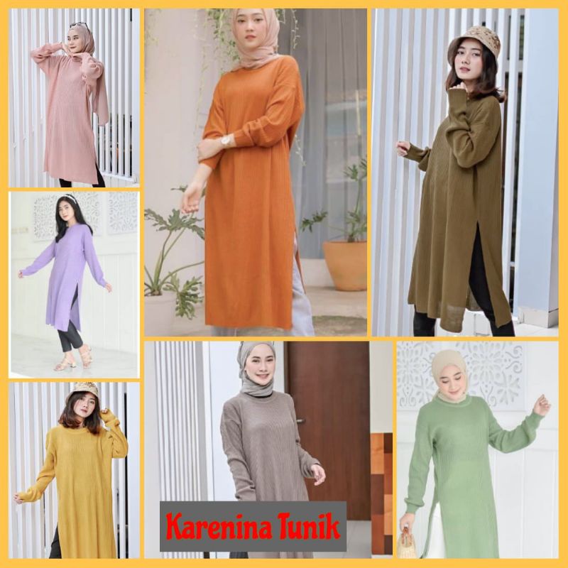 KARENINA TUNIK RAJUT / ANDINI RAJUT TUNIK / RAJUT WANITA TERBARU / FASHION MUSLIM