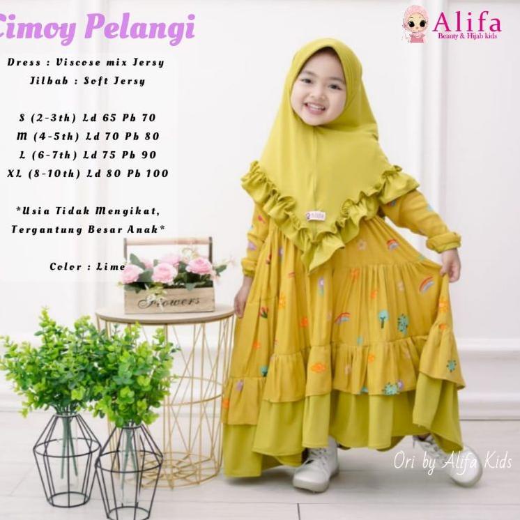 Wow Murah Meriah.. GAMIS ANAK SET HIJAB CIMOY PELANGI