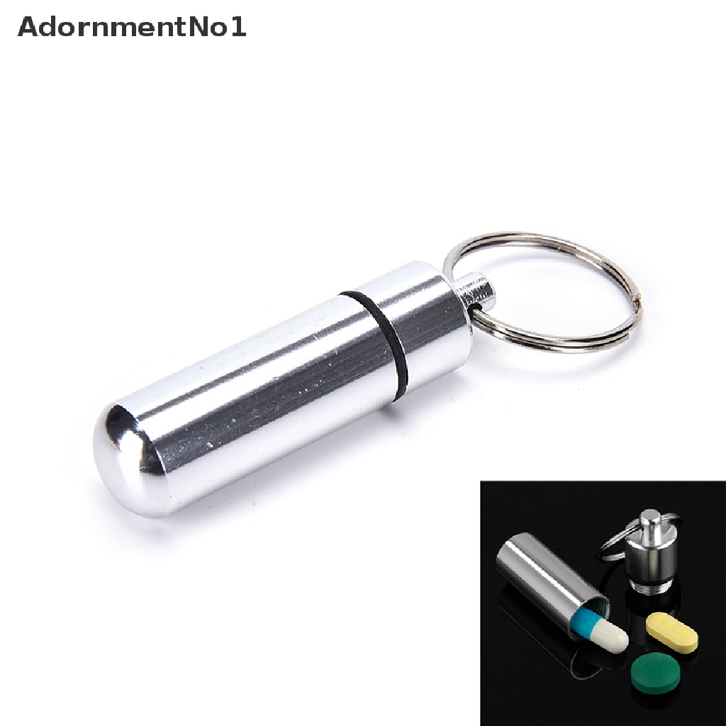 (AdornmentNo1) Gantungan Kunci Botol Kontainer Obat Pil Bahan Aluminum Anti Air