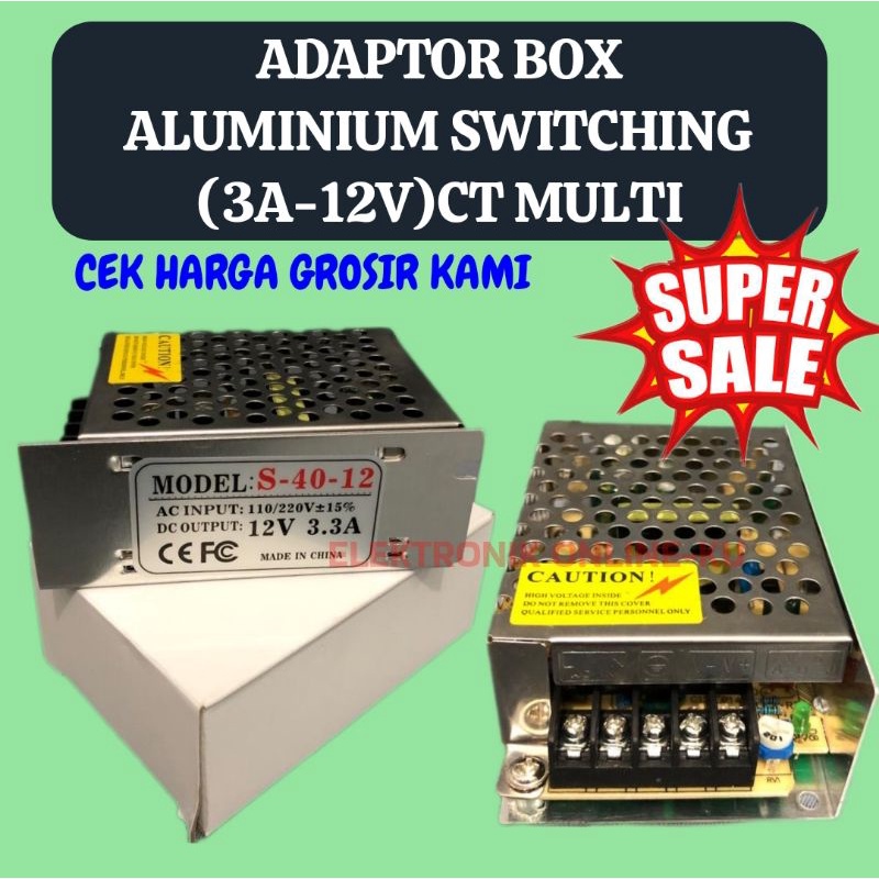 ADAPTOR BOX ALUMINIUM SWITCHING 3A 12V CT MULTI