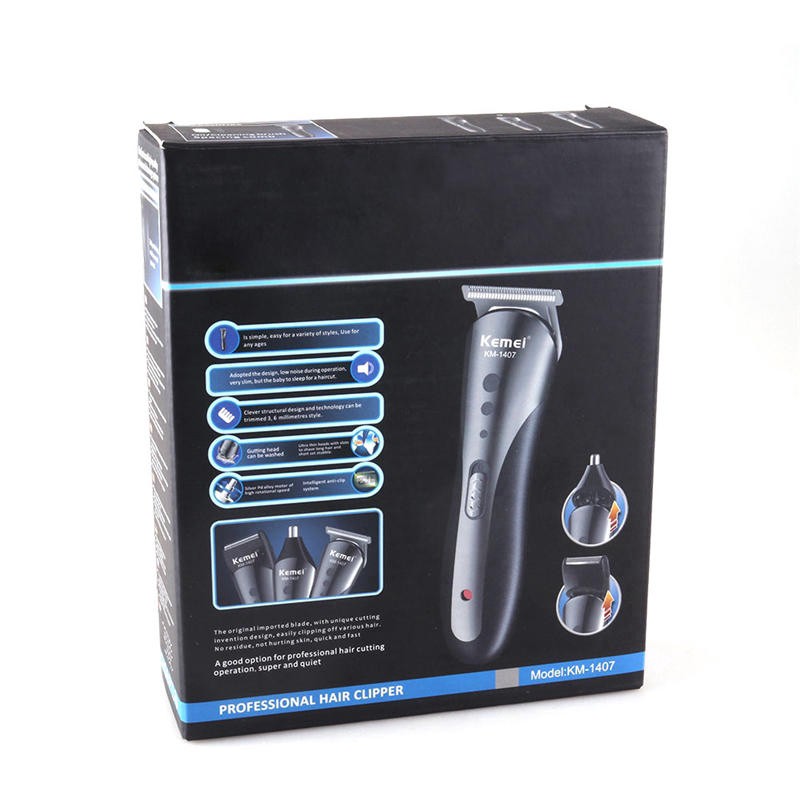 Mesin Clipper Alat potong rambut Cukur Bulu Hidung Jenggot Elektrik Rechargeable Kemei KM 1407