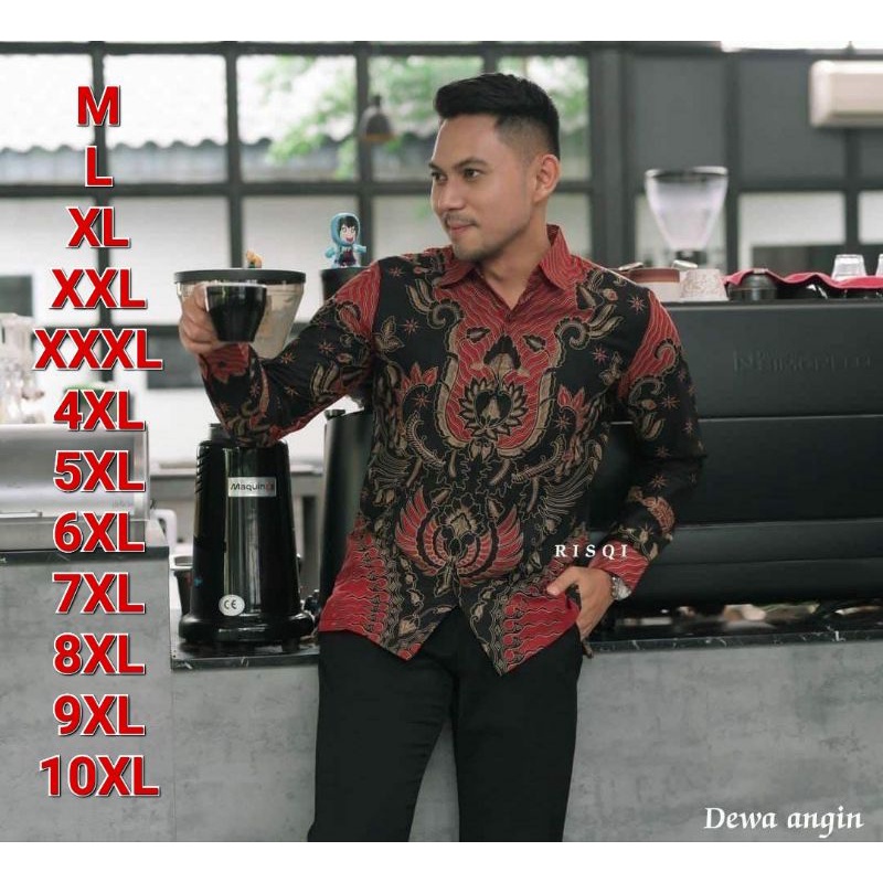 Kemeja Batik pria lengan panjang size M L XL XXL XXXL 4XL 5XL 6XL 7XL 8XL 9XL 10XL seragam kantor