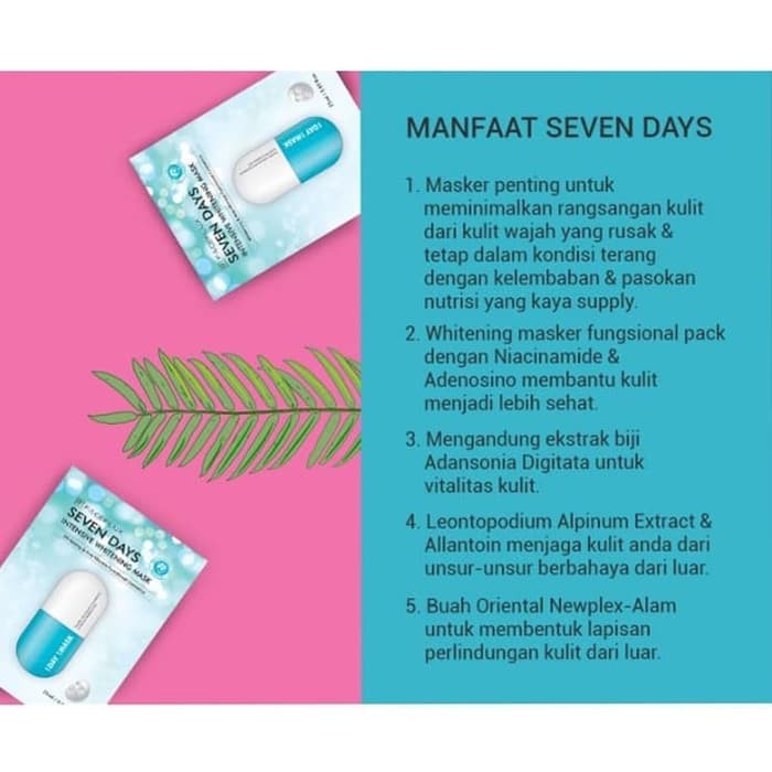 Faceflux - BPOM : Seven Days Intensive Whitening Mask harga per sheet