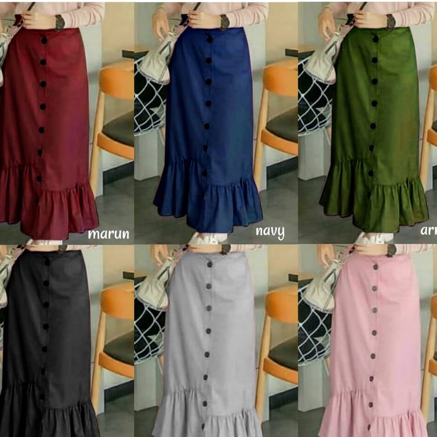 Rok wanita kekinian/Rok rempel panjang/Rok sasa skirt Murah