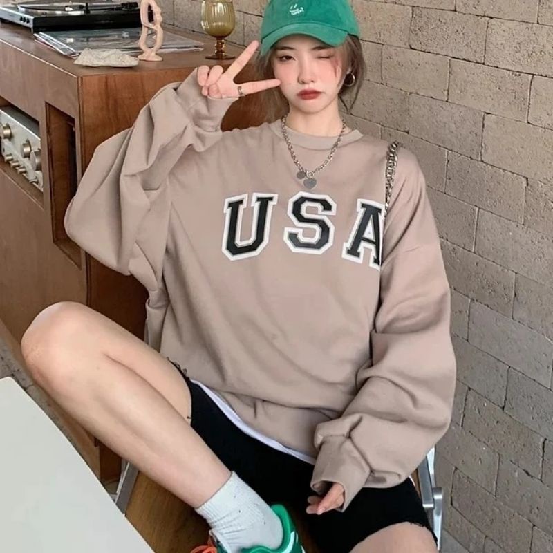USA sweater outerwear casual fashion remaja