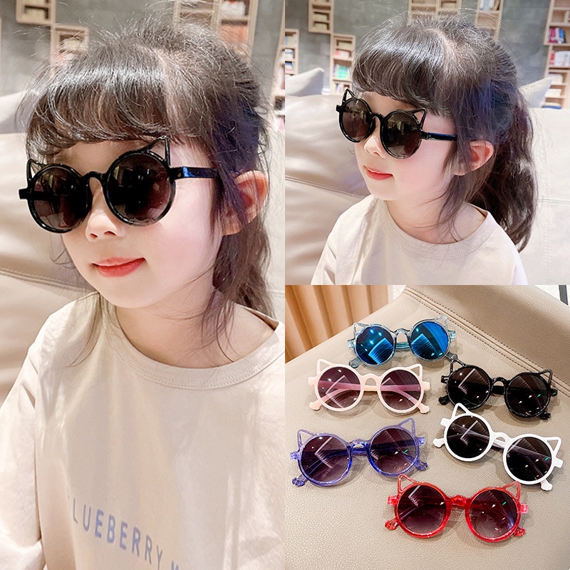 AZAHRA Kacamata Anak Kucing Kacamata Hitam Fashion Telinga Kucing Kaca Mata Hitam High Quality Kids Sunglasses Kaca Mata Murah Import