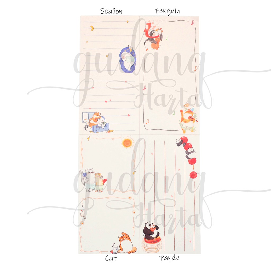 Notes Penguin Panda Kucing Lucu DIY Scrapbook Notebook GH 301065