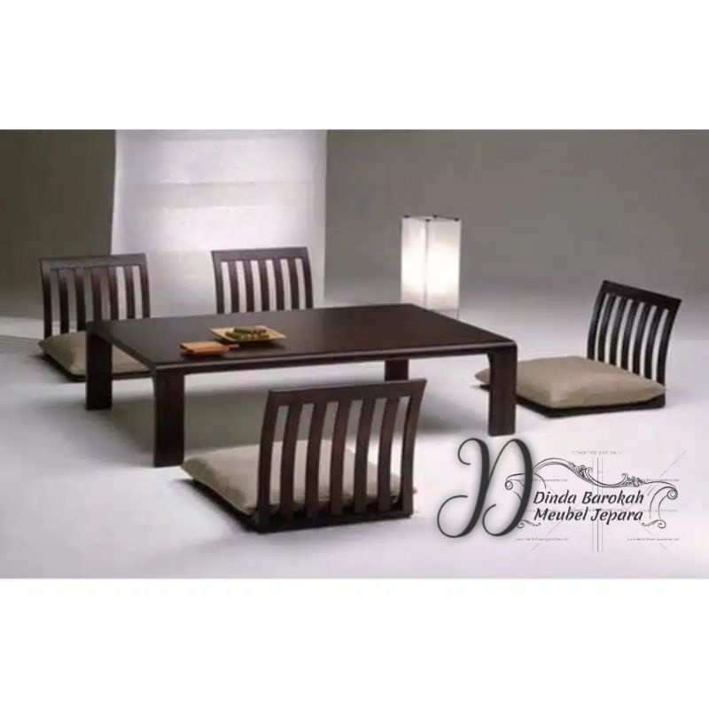 MEJA MAKAN LESEHAN JATI 4 KURSI, MEJA MAKAN LESEHAN MODERN ELEGAND BERKUALITAS