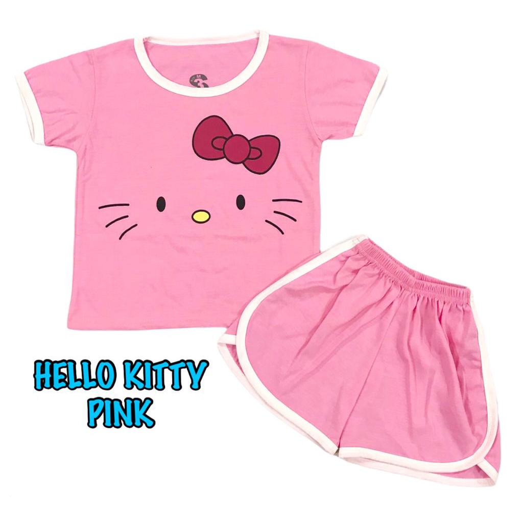 SETELAN SANTAI ANAK CEWEK/PEREMPUAN UNISEX CUPHA BAHAN KAOS HK/KITTY/CAT