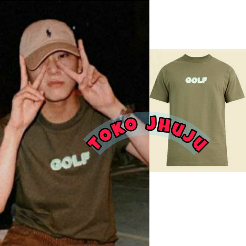 Baju T shirt Treasure Asahi style Golf sabloh hijau putih 3D print DTF