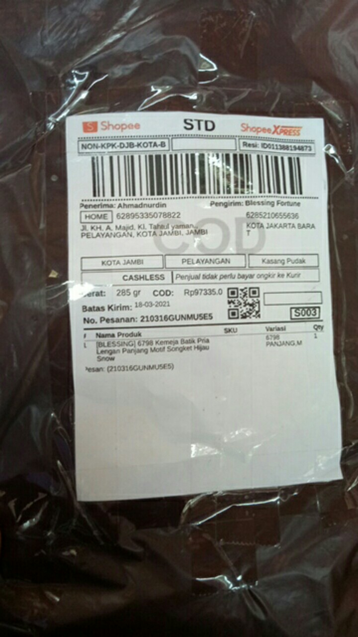 [blessing] 6798 Kemeja Batik Pria Lengan Panjang Motif Songket Hijau Snow