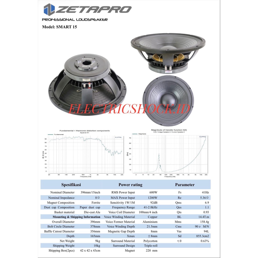 SPEAKER KOMPONEN ZETAPRO SMART 15 / ZETAPRO SMART15 ORIGINAL COIL 4INC