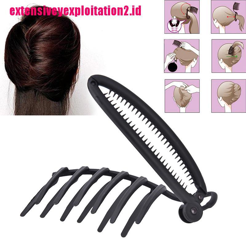 &lt; E2id &amp; &gt; Set Sisir + Klip Pembuat Sanggul Rambut DIY