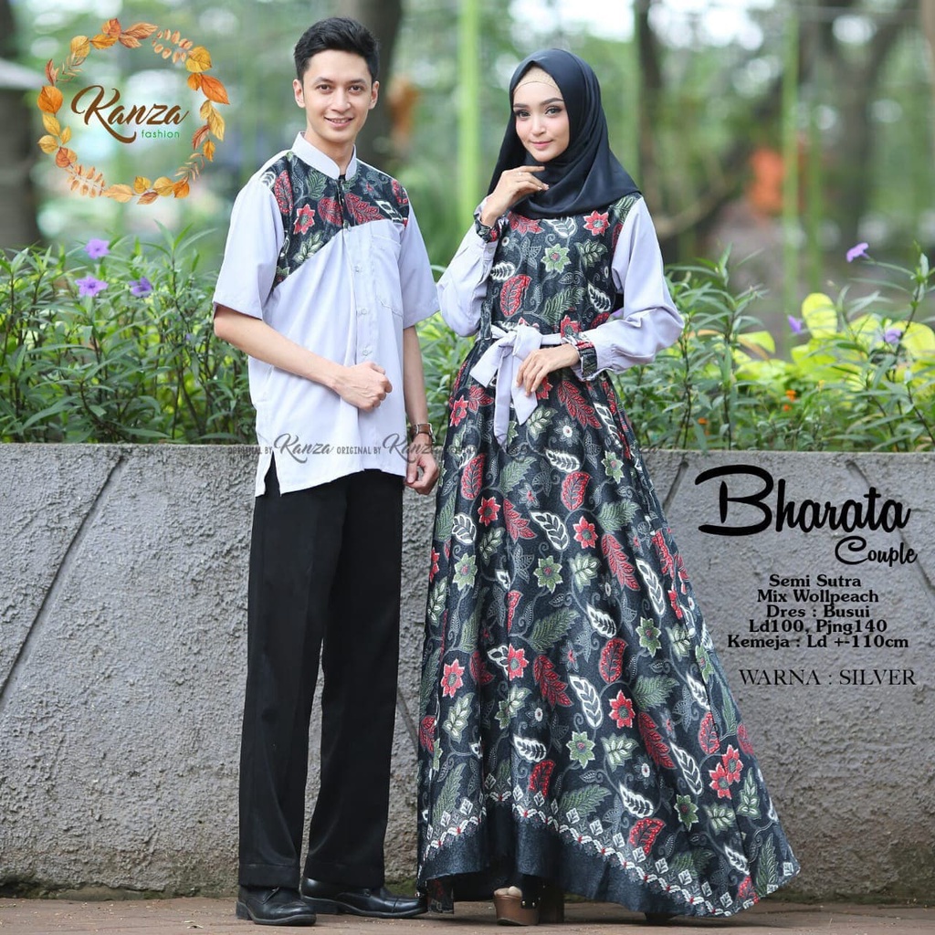 READY 4 PCS BARATA COUPLE GREY ALLSIZE Couple Syari Gamis Wanita Koko Dewasa Couple Dress Semi Sutra