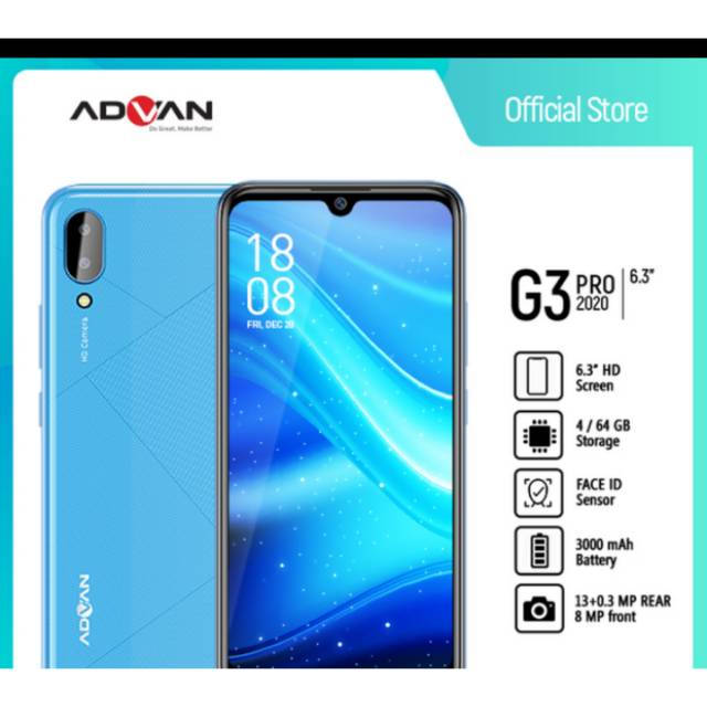 Android terbaru 2020 ram 4gb rom 64gb hp advan g3 pro g3pro 2020 snyl 4g layar 6.3inci bkan xs 11 s5