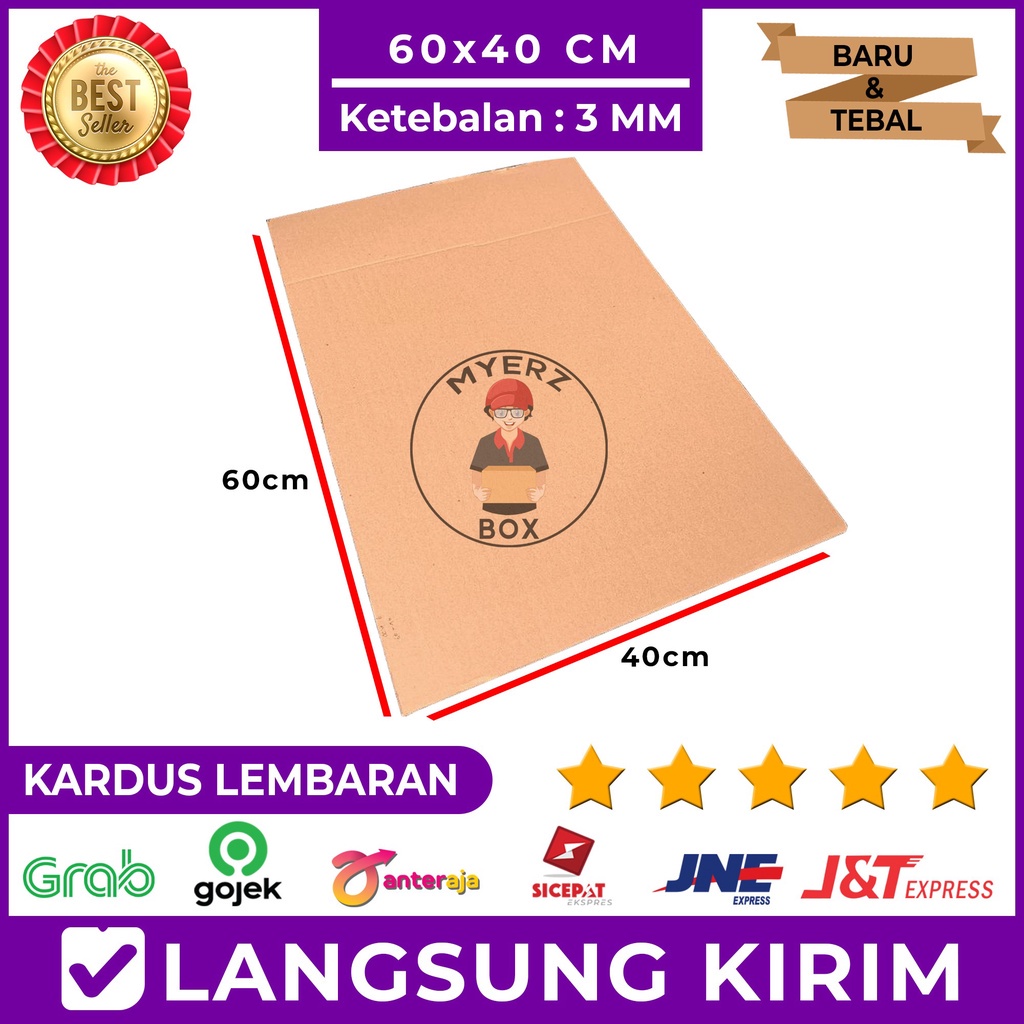 

Kardus Karton Lembaran Single Wall 60x40 Cm Sheet Polos, Tebal 3 MM