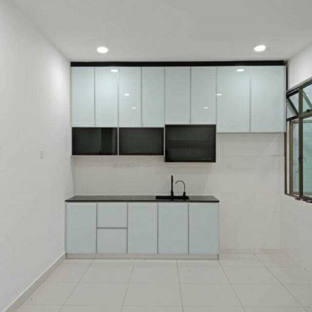 Kitchen set full aluminium minimalis pintu kaca