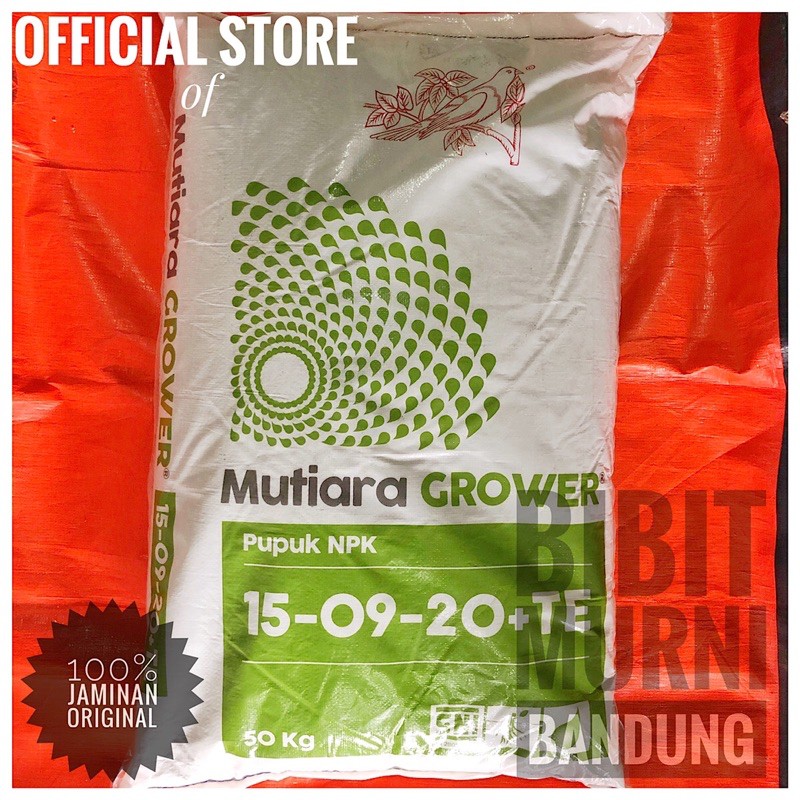 PUPUK NPK GROWER 15-09-20+TE MUTIARA 50 KG ORIGINAL PACK MEROKE[HARGA GROSIR]