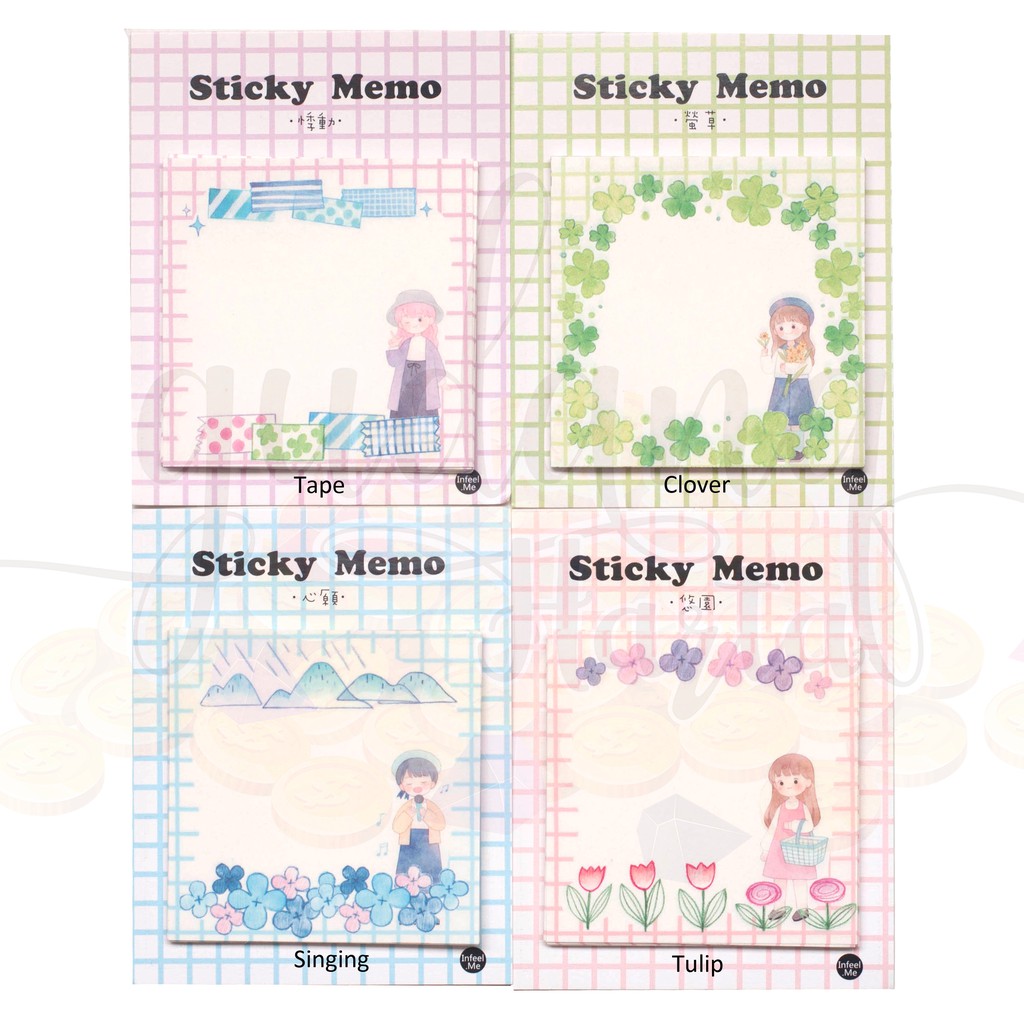 Memo Cewek Cantik Beautiful Girl Tulip Clover Lucu Unik DIY Scrapbook GH 301204