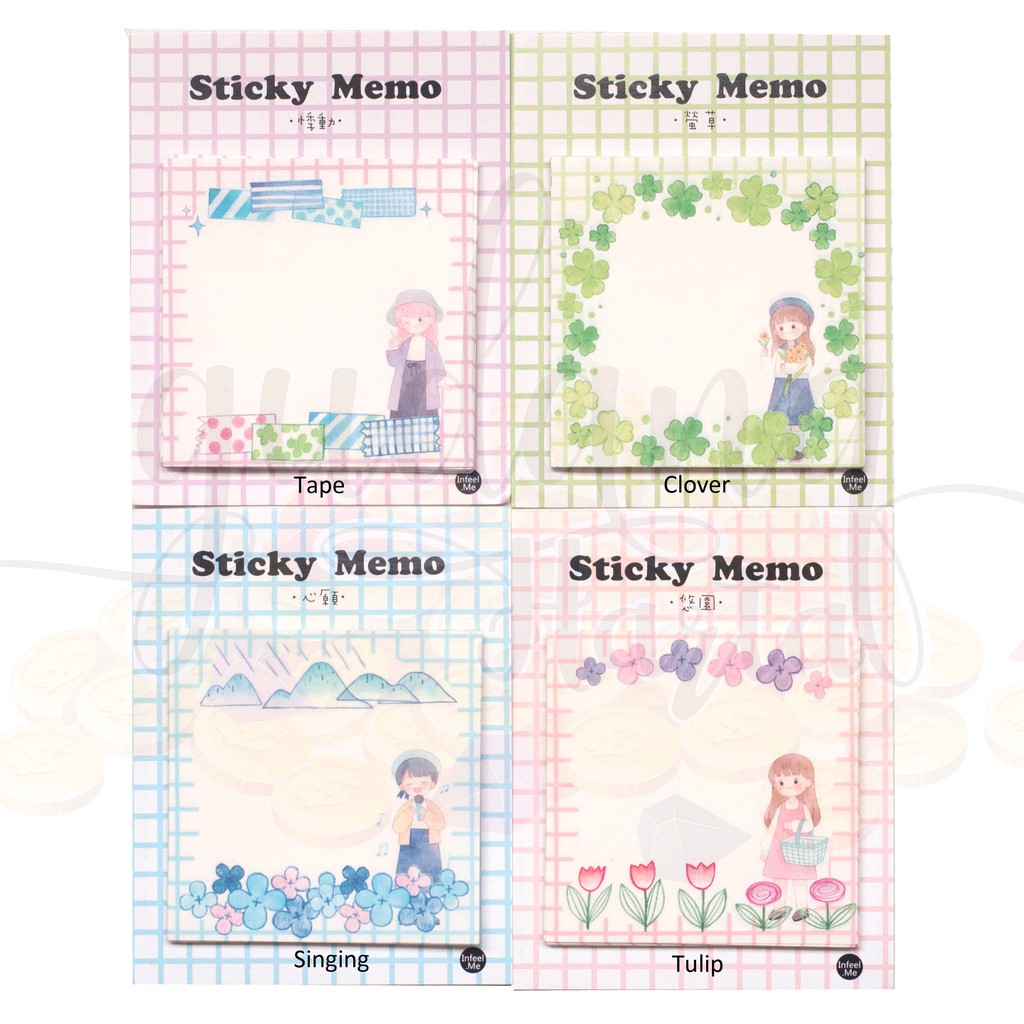 Memo Cewek Cantik Beautiful Girl Tulip Clover Lucu Unik DIY Scrapbook GH 301204