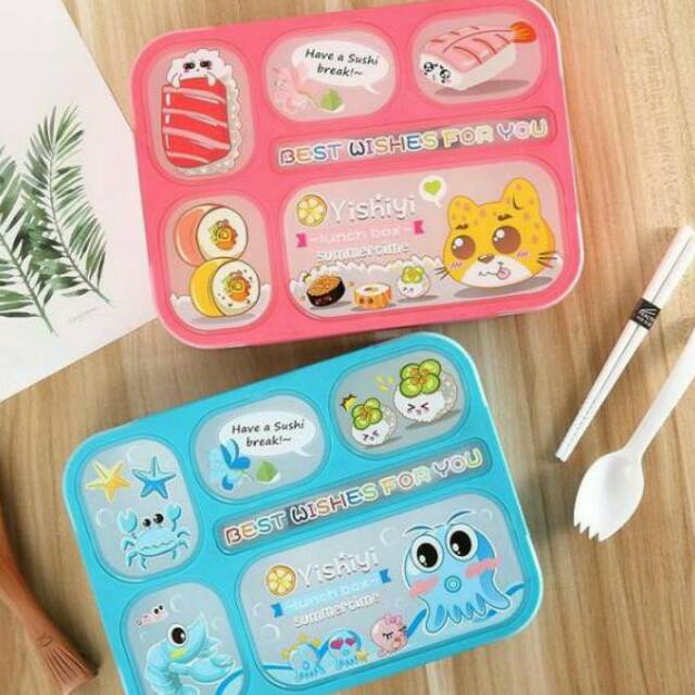 Tempat makan yoye besar anti tumpah dan campur 1000ml/ lunch box yoye 5 sekat 1000ml