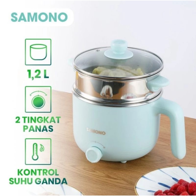 Panci Listrik Serbaguna SAMONO 1.2Liter SW-DG01 Food Grade - Stainless