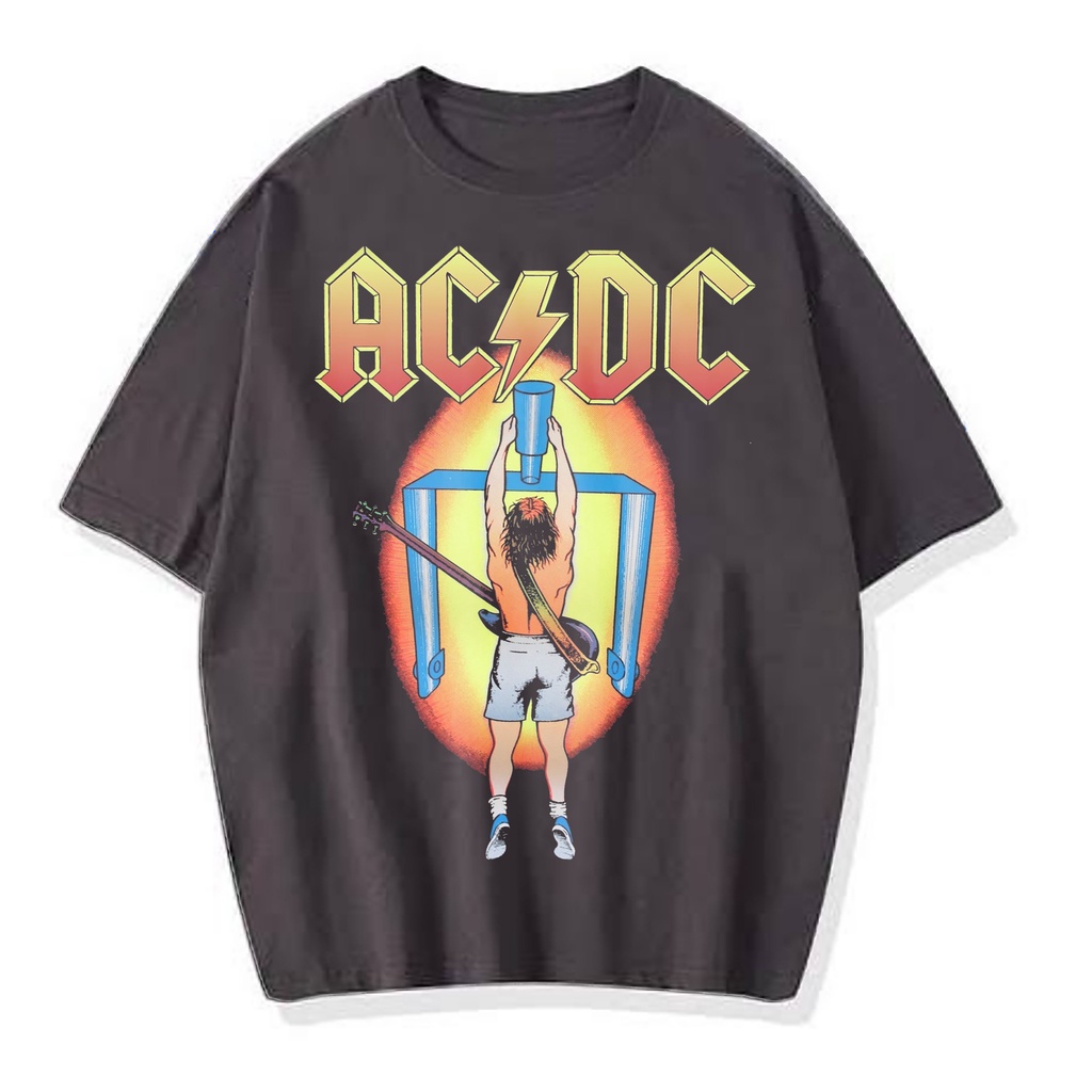 KAOS OVERSIZE BANDUNG ACDC TOUR VINTAGE TEE ( DARK GREY T-SHIRT )