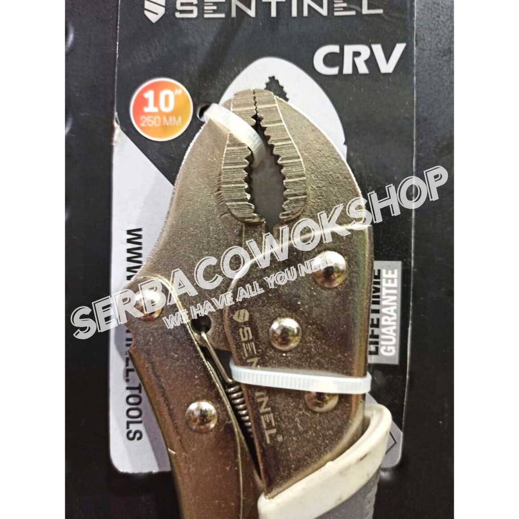 Sentinel Tang Buaya Gagang Karet Bengkok Curve - Round 10 Inch Locking Pliers Termurah Berkualitas