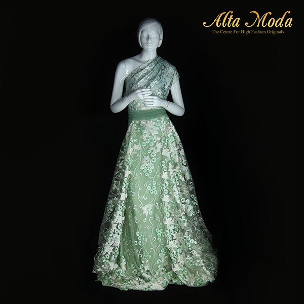 

Alta Moda Kain Tile Bordir Motif Bordir Bunga - Hijau Mint (1M)