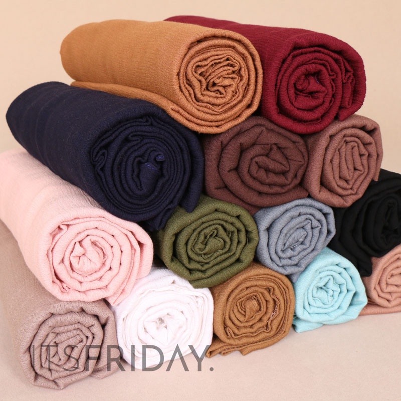 ITSFRIDAY Pashmina Premium Keera / Scarf / Syal / Shawl / Pasmina / Hijab Import Polos Plain Texture