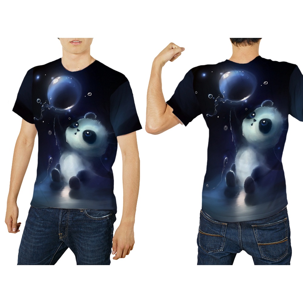 [Riashop] Kaos Pria Motif  PANDA | T Shirt Pria Design PANDA | Kaos 3D PANDA FullPrint - FS