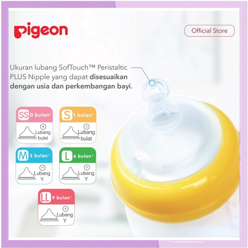 DOT PIGEON PERISTALTIC PLUS WIDE NECK NIPPLE PUTTING Silicone Empeng Bayi Silikon BPA free